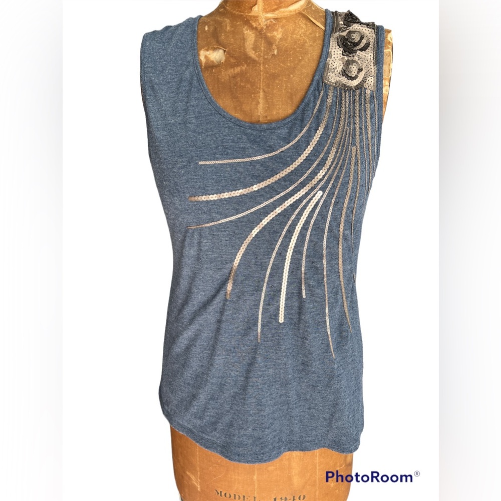 JLO JENNIFER LOPEZ GOLD SEQUINS TANK SZ LARGE EUC 90s VINTAGE TRENDY A343